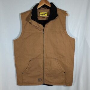 Brazos Work Force Work Vest Size Large Mens Brown Canvas